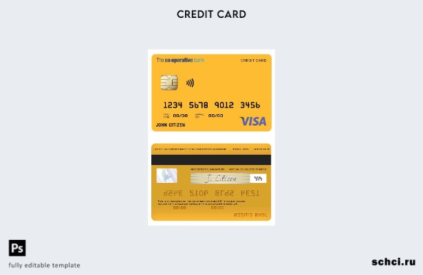 цифровая загрузка Великобритания Шаблон карты Visa кооперативного банка